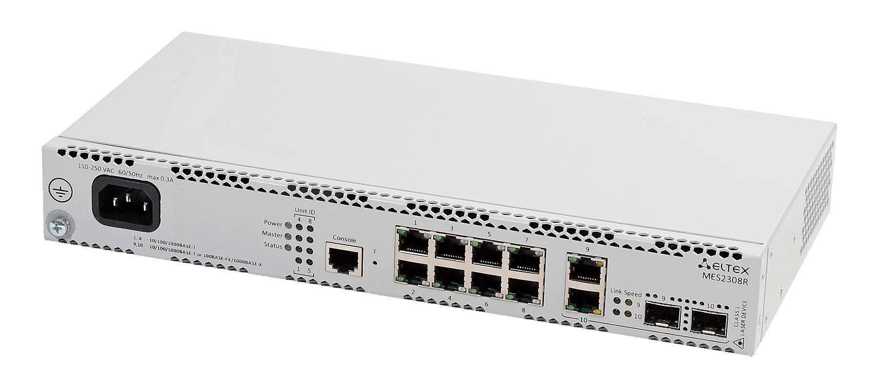 Ethernet-коммутатор MES2308R, 8 портов 10/100/1000 Base-T, 2 комбо-порта 10/100/1000 Base-T/100/1000 Base-X (SFP), L3, 220V AC